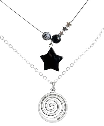 Kysin Chiys 2 Pcs Y2K Punk Necklace Set - Star & Spiral Necklaces for Women - Gothic & Grunge Fashion Jewelry - Image 1