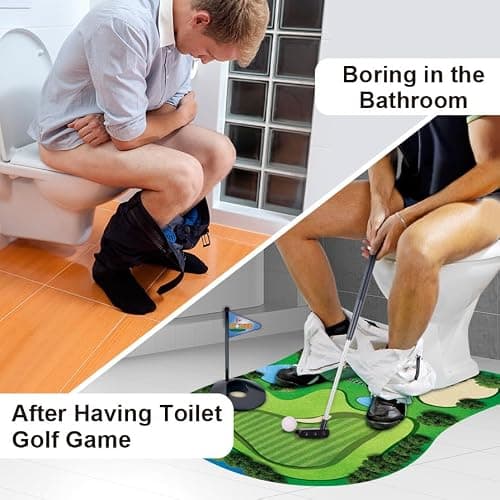 Toilet Golf Game, Funny Golf Gifts for Men Dad Husband Boyfriend Brother, Mini Potty Golf Set Bathroom Humour Joke Gifts, White Elephant Gifts for Adults, Novelty Gag Secret Santa Gifts - Green thumbnail 4