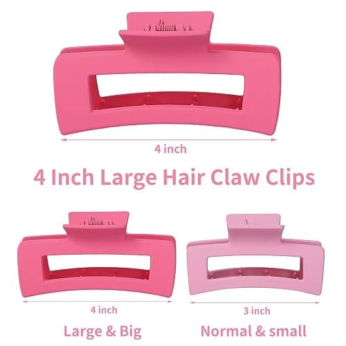 Sisiaipu 4.1 Inch Jumbo Hair Clips - 12 Pcs Colorful Square Jaw Clips for Thick Hair, Women and Girls Hair Accessories thumbnail 3