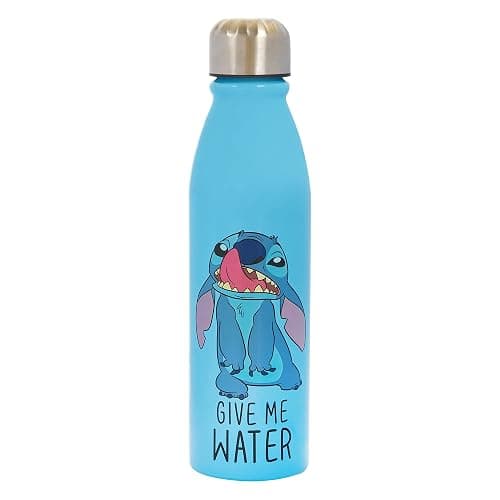Disney Stitch Aluminum Water Bottle 600ml – Official Merchandise by Polar Gear, Kids Reusable Non Spill BPA Free Recyclable - Ideal For School Nursery Sports Picnic - Multicolour, Blue - Single - Image 1