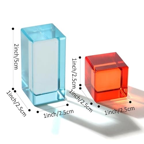 Dinhon 60 Pcs Acrylic Blocks - 10 Colors Rainbow Gem Blocks, 2.5x2.5cm Crystal Cubes Stacking Rainbow Toy for 1-5 Years Old, Light Table Blocks Birthday Gift thumbnail 3
