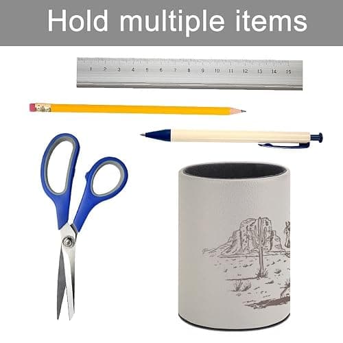 XUWU Western Desert Cowboy Pen Holder Pencil Cup for Desk Organizer | Cute Makeup Brush Holder PU Multifunctional Office Suppliesfor Decor Home Classroom School thumbnail 5