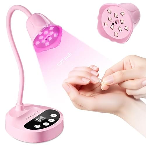 Makartt Cordless Flash Cure UV Nail Lamp for Gel Nails Adjustable Gooseneck | 50 mW/cm² Rechargeable UV Light with Auto Sensor & 4 Timers for Better Gel Curing at Home, Salon or Travel, Pink - Image 1