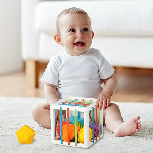 Aprilwolf Montessori Toys for 1 Year Old, Cube & 6 Sensory Shape Blocks, Baby Toys 12-18 Months, Developmental Infant Birthday Gifts for Learning Toddler Age 1 2 3 thumbnail 5