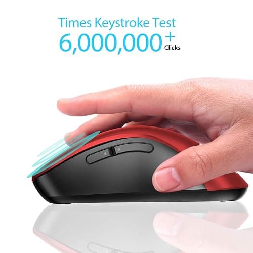 memzuoix 2.4G Wireless Mouse, 1400 DPI Mobile Optical Cordless Mouse with USB Receiver, Portable Computer Mice for Laptop, PC, Desktop, MacBook, 5 Buttons, Red thumbnail 4
