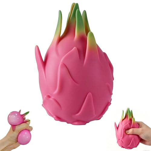 Dexspoeny Dragon Fruit Squishy, Realistic Squishys Dragon Fruit Slow Rising Fidget Toy Stress Ball, Soft Squeeze Squishy Stress Relieve Toy, Flexible Squeezable Decompression Gift for Adults - Image 1