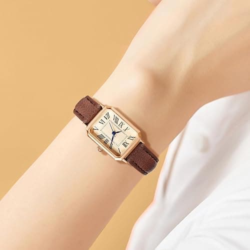 BESTKANG Leather Strap Watches for Women Elegant Dainty Ladies Watch Vintage Rectangle Women Quartz Wrist Watch thumbnail 3