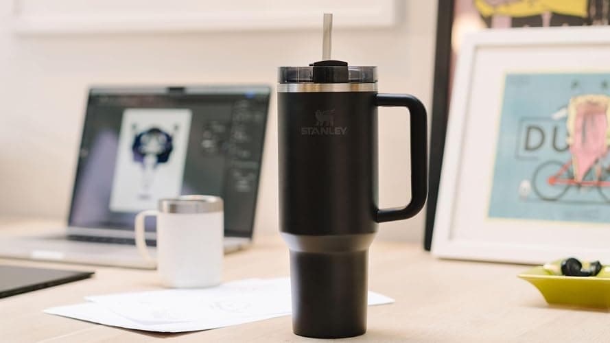 STANLEY Quencher H2.0 Tumbler with Handle and Straw 40 oz | Flowstate 3-Position Lid | Cup Holder Compatible for Travel | Insulated Stainless Steel Cup | BPA-Free | Black 2.0 thumbnail 2