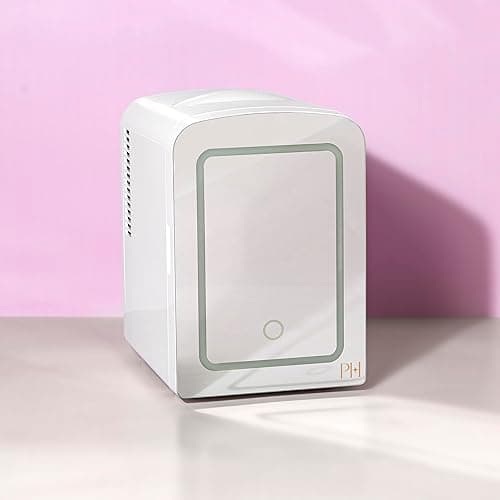 Paris Hilton Mini Refrigerator and Personal Beauty Fridge, Mirrored Door with Dimmable LED Light, Thermoelectric Cooling and Warming Function for All Cosmetics and Skincare Needs, 4-Liter, White - White thumbnail 9