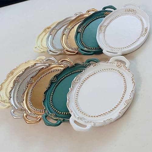 Decorative Jewelry Plate Resin Retro Jewelry Dish Mini Jewelry Display Tray Necklace Earrings(Color 1) thumbnail 4