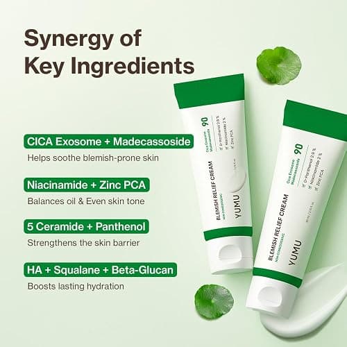 YUMU Cica Exosome Zinc Blemish Relief Cream, Face Moisturizer for Sensitive, Acne-Prone Skin, Lightweight, Breakouts, Barrier Repair, Hydration, Soothing, Oil-Free, Korean Skincare (80 ml/2.70 fl.oz.) thumbnail 3