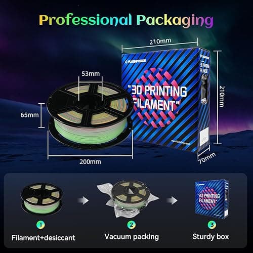FLASHFORGE Glow in The Dark Rapid PLA Filament 1.75mm, Luminous Melody Fast Color Change Multicolored Rainbow Filament, Max 500mm/s High-Speed Printing, High Brightness and Long-lasting Glowing Effect thumbnail 2