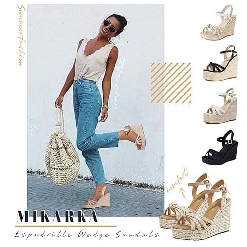 mikarka Sandals for Women 2025: Comfortable Wedge Platform Sandals Women - Braided Espadrilles for Women Ankle Strap Open Toe Wedges Heels Beach Sandals Summer Shoes thumbnail 2