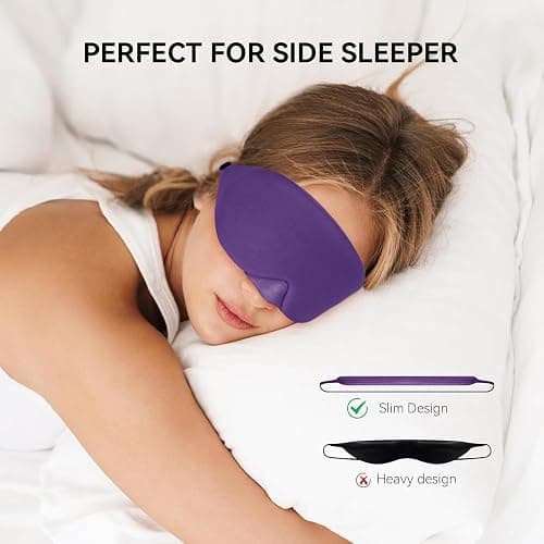 Mavogel Cotton Sleep Eye Mask, Breathable Light Blocking Sleep Mask | Soft Comfortable Night Eye Mask for Men Women, Eye Cover for Travel/Sleeping/Shift Work, Includes Travel Pouch (Purple) thumbnail 4
