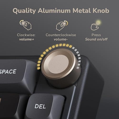 RK ROYAL KLUDGE R65 Wired Gaming Keyboard with Volume Knob, 60% Percent RGB Backlit Mechanical Keyboard Gasket Mount with PBT Keycaps, MDA Profile, QMK/VIA, 66 Keys Hot Swappable Cream Switch, Black thumbnail 3
