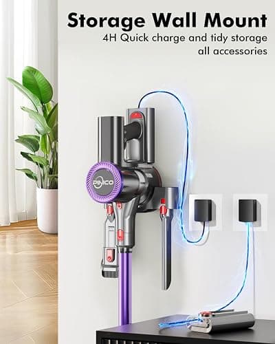 PINICO Cordless Vacuum Cleaner, 25kPA Vacuum Cleaners for Home, Stick Vac with Anti-Tangle Brush, 40 Mins Runtime, Lightweight, Versatile for Carpet, Hard Floor, Pet Hair (Purple) thumbnail 4
