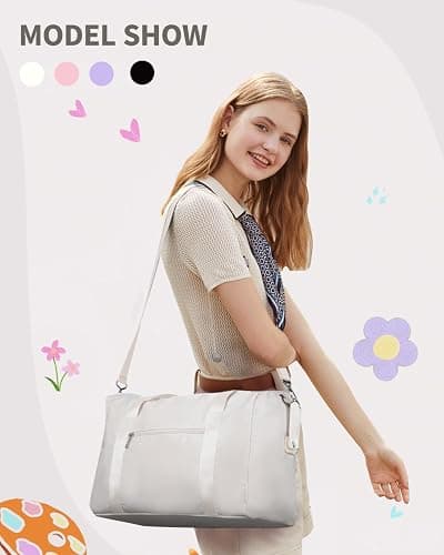 Narwey Ryanair Handgepäck 40x20x25 Ryanair Handgepäck Tasche 40x30x20 Reisetasche Handgepäck Faltbare Wasserfeste Weekender Gym Travel Bag für Damen Herren (Beige) thumbnail 9