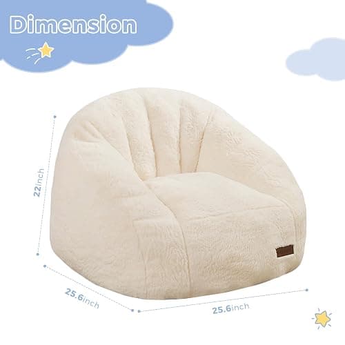 MAXYOYO Bean Bag Chair for Kids, Shell Shaped Bean Bag Couch for Boys and Girls, Toddler Chair Bean Bag Sofa for Playroom, Nursery Room, Beige thumbnail 2
