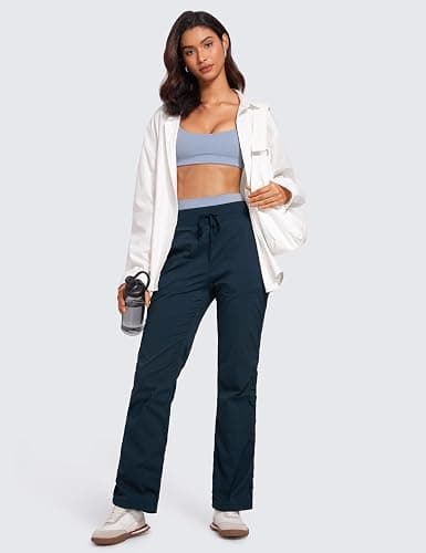CRZ YOGA Lightweight Straight Leg Workout Pants for Women 28"/30"/32" - Ruched Casual Work Athletic Joggers with Pockets thumbnail 3