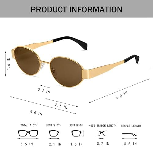 BUTABY Retro Oval Sunglasses for Women Men Designer Trendy Sun Glasses Classic Shades UV400 Protection thumbnail 4