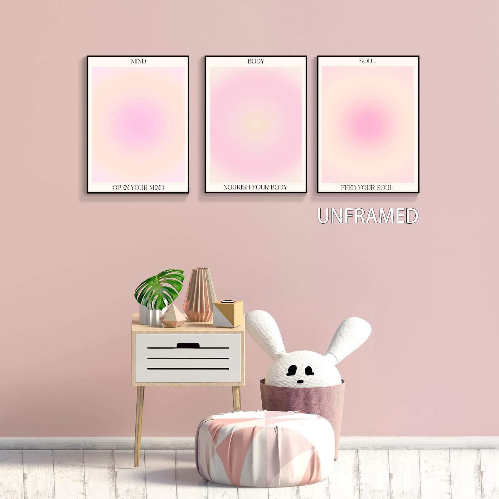 Adyggefy 3 Piece Pink Gradient Aura Spiritual Canvas Wall Art Trippy Positive Affirmations Room Aesthetic Posters Minimalist Open Mind Body Soul Energy Quotes Prints Paintings 12x16in Unframed - 3P 12 x 16 in Unframed - Pink 3 thumbnail 4