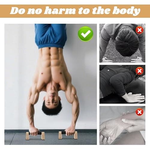 Wood Parallettes Bars for Home Workout, Push Up Bars & Dip Stands, Wooden Calisthenics Equipment Handstand Blocks for Strength Training, Rehabilitation & Gymnastics thumbnail 5