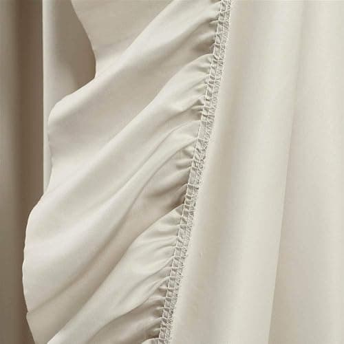 Lush Decor Reyna Ruffle Window Curtain Panel Set, Pair, 54" W x 84" L, Wheat - Flowy Curtain Set - Romantic Ruffle Curtains for Bedroom, Living room, or Dining Room - Farmhouse & Cottage Home Decor thumbnail 5