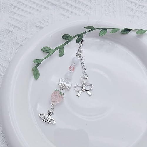 cioatu 1-4PCS Cute Phone Charms Aesthetic Y2K Cell Phone Charms Strap Pink Strawberry Butterfly Star PhoneCharm Y2K Accessories for Bag Keychain Airpods Camera Pendants Decor thumbnail 5