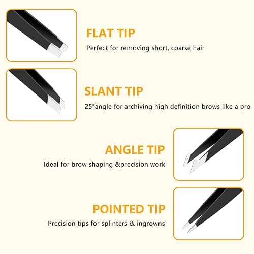 4 PCS Stainless Steel Tweezers Set – Precision Tweezers for Ingrown Hair, Facial Hair, Splinter, Blackhead and Tick Remover thumbnail 3