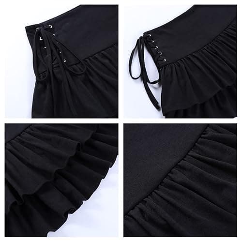 Women Gothic Skirt Fairy Grunge Aesthetic Mall Goth Mini Skirts 2000s E Girl Clothing Fluffy Ruffle Lace-Up thumbnail 7