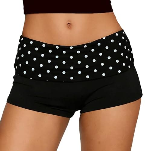KMBANGI Womens Fold Over Shorts Elastic Waist Y2k Lounge Shorts Foldover | Striped Cute Pajama Mini Micro Bottoms Booty Low Rise Short Leggings Yoga Pants Pj Sleepwear Casual Going Out Trendy - Image 1