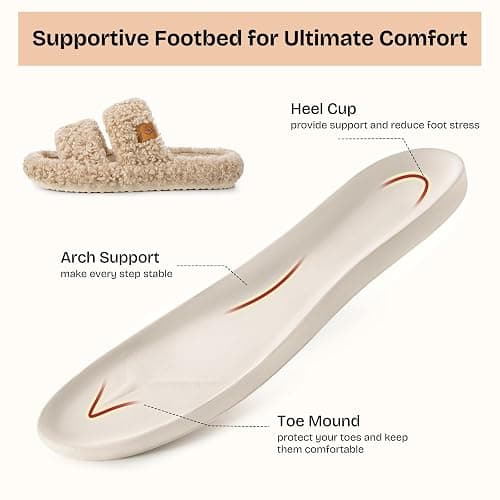 EverFoams Womens Fuzzy Open-toe Slippers Soft Comfy Memory Foam Indoor House Shoes thumbnail 3