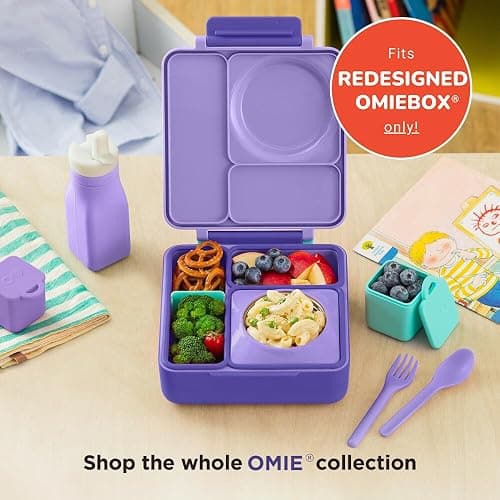 Omie OmieBox Reusable Silicone Water Bottle - 8.7 oz, Straw Top, BPA-Free & Phthalate-Free, Leak-Proof (Purple) (OmieBox Sold Separately) thumbnail 5