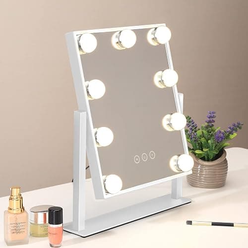 NUSVAN Vanity Mirror with Lights, Makeup Mirror with Lights,3 Color Lighting Modes Detachable 10X Magnification Mirror Touch Control,360°Rotation, White. thumbnail 9