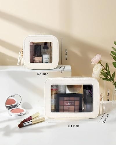FFpaw Travel Clear Makeup Bag Set, TSA Approved Cosmetic Bag Case with Zipper Portable Makeup Pouch Toiletry Bag Women Traveling Cosmetic Organizer Storage Bag Car Organizer Car Essentials for Women thumbnail 3
