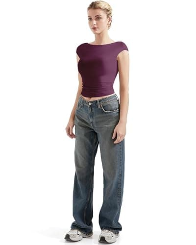 SUUKSESS Women Backless Sexy Going Out Tops Double Lined Open Back Y2k Basic Tee Shirts thumbnail 5