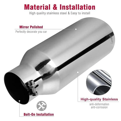 Upower Universal Diesel Trucks Car Exhaust Tip 4 Inch Inlet 6" Outlet 15" Long Stainless Steel Bolt-On thumbnail 6