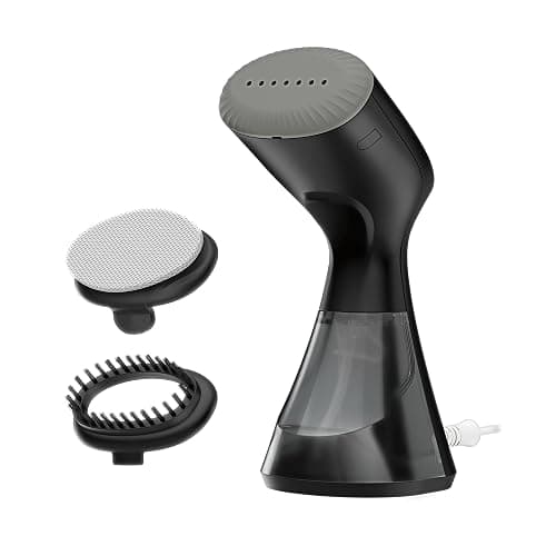 Conair Handheld Garment Steamer for Clothes, Compact Fabric Steamer for Home or Travel, Quick 30-Second Heat-Up, 10-Minute Continuous Steam, Includes Bristle Brush & Delicates Bonnet, Black, GS81 - Image 1