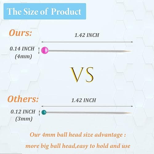 600PCS Sewing Pins Straight Pin for Fabric, Pearlized Ball Head Quilting Pins Long 1.5inch, Multicolor Corsage Stick Pin for Dressmaker, Jewelry DIY Decoration, Craft and Sewing Project thumbnail 3