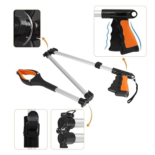 43" Extra Long Grabber Tool, Foldable Grabbers for Elderly Grab It Reaching Tool with Rotating Jaw +Magnets, 4" Wide Claw Opening Reacher Grabber Pickup Tool, Grabber Reacher Tool Heavy Duty thumbnail 4