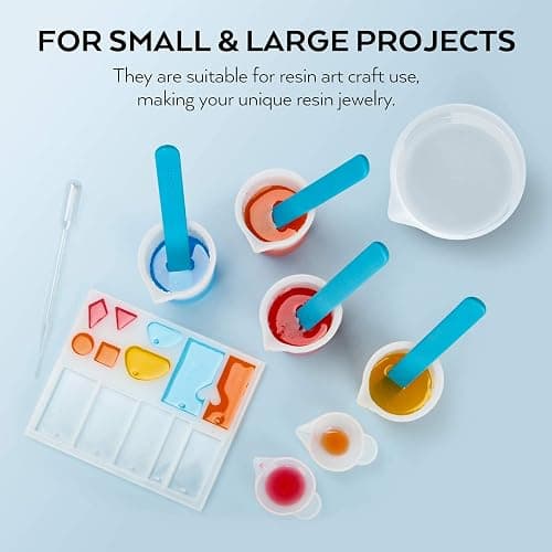 Silicone Resin Measuring Cups Tool Kit- Nicpro 250 & 100 ml Measure Cups, Silicone Popsicle Stir Sticks, Pipettes, Finger Cots for Epoxy Resin Mixing, Molds, Jewelry Making, Waxing, Easy Clean thumbnail 6