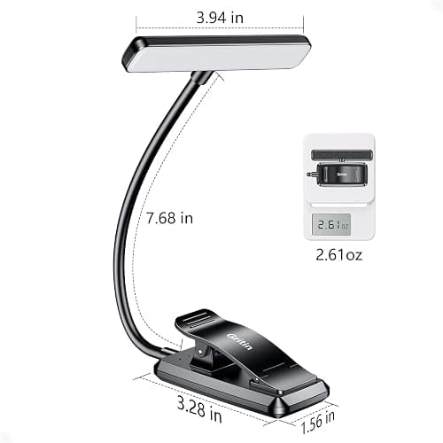 Gritin 19 LED Rechargeable Book Light for Reading in Bed with Memory Function- Eye Caring 3 Color Temperatures,Stepless Dimming Brightness,80 Hrs Runtime Lightweight Clip on Light for Book Lovers thumbnail 8