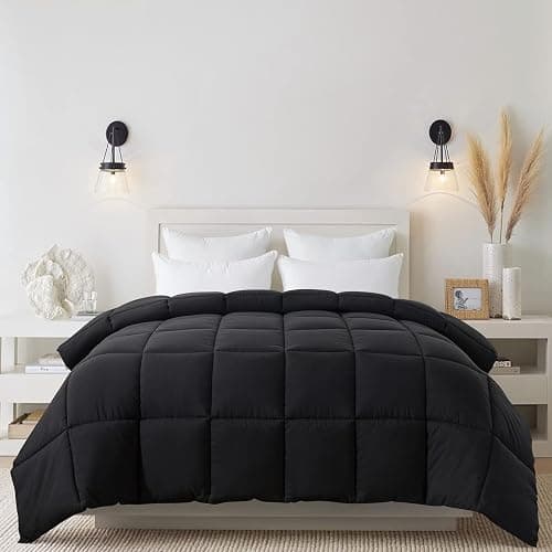 Cosybay Down Alternative Comforter (Black, Full) - All Season Soft Quilted Full Size Bed Comforter - Duvet Insert with Corner Tabs - Winter Summer Warm Fluffy, 82x86 inches thumbnail 8