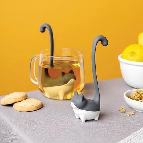 OTOTO Louie Cat Tea Infuser - Cats Loose Leaf Steeper & Diffuser, Tea Strainer Accessories, Cute Gifts for Cat Lovers, White Elephant Gifts, Cute Kitchen Accessories thumbnail 2