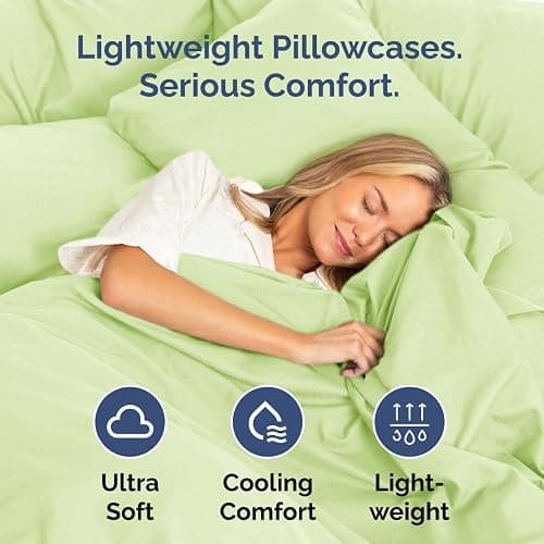 Queen Pillow Cases Set of 2 - Ultra Soft Hotel Quality Pillowcase Covers - Comfy, Cozy & Wrinkle Free - Shrinkage & Fade Resistant - Machine Washable Pillow Protectors - 2 Piece Set - Light Sage Green thumbnail 3