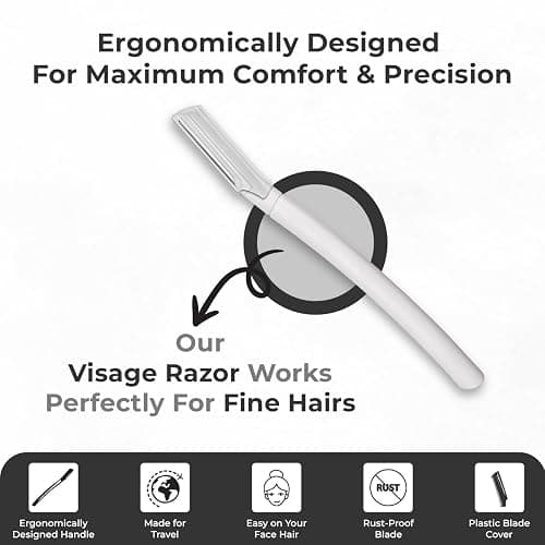 Visage Precision Facial Razors, Touch-up Dermaplaning Tool, Eyebrow Razor, Facial Hair/Peach Fuzz Removal, Face Shavers for Women and Men - 3 count thumbnail 3