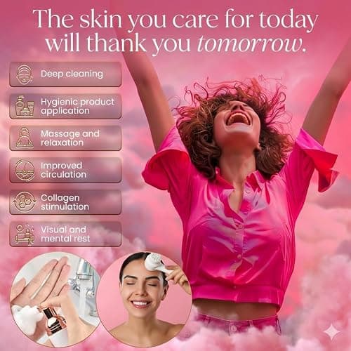 Skincare tools set, cute skin care tool for teens, facial accesories for skincare, clean girl aesthetic gifts, teen skin care kit, pink selfcare item, face cleaning kit, face washing kit for teen girl thumbnail 4