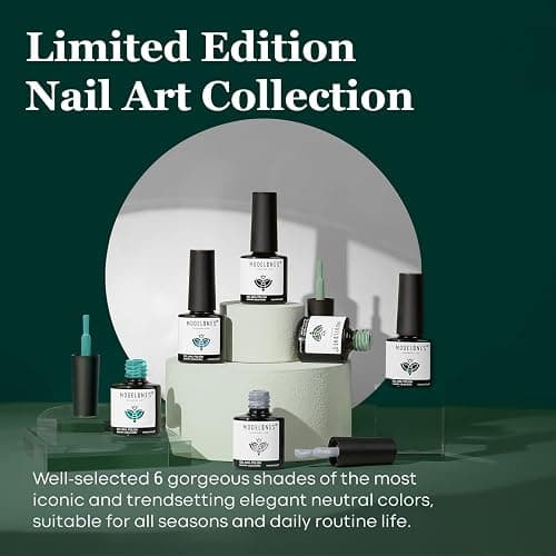 Modelones Blue Green Gel Nail Polish - 6 Colors Misty Gray Dark Green Glitter Gel Polish Kit Sage Green Baby Blue Nail Gel Polish Soak Off UV Gel Nail Lamp Gel Nail Kit DIY Home Nails Manicure Gifts thumbnail 7