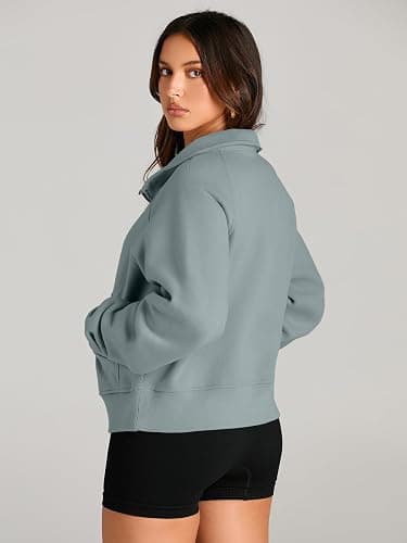 AUTOMET Womens Sweatshirts Half Zip Cropped Pullover Fleece Quarter Zipper Hoodies 2025 Fall Fashion Outfits Clothes thumbnail 4
