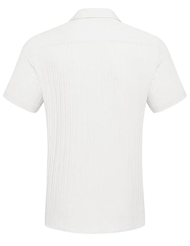 COOFANDY Men's Casual Button Down Shirts Short Sleeve Textured Summer Beach Shirt with Pocket thumbnail 6